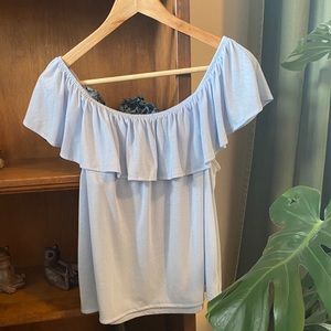 H&M Off Shoulder Baby Blue Ruffled Top (M)